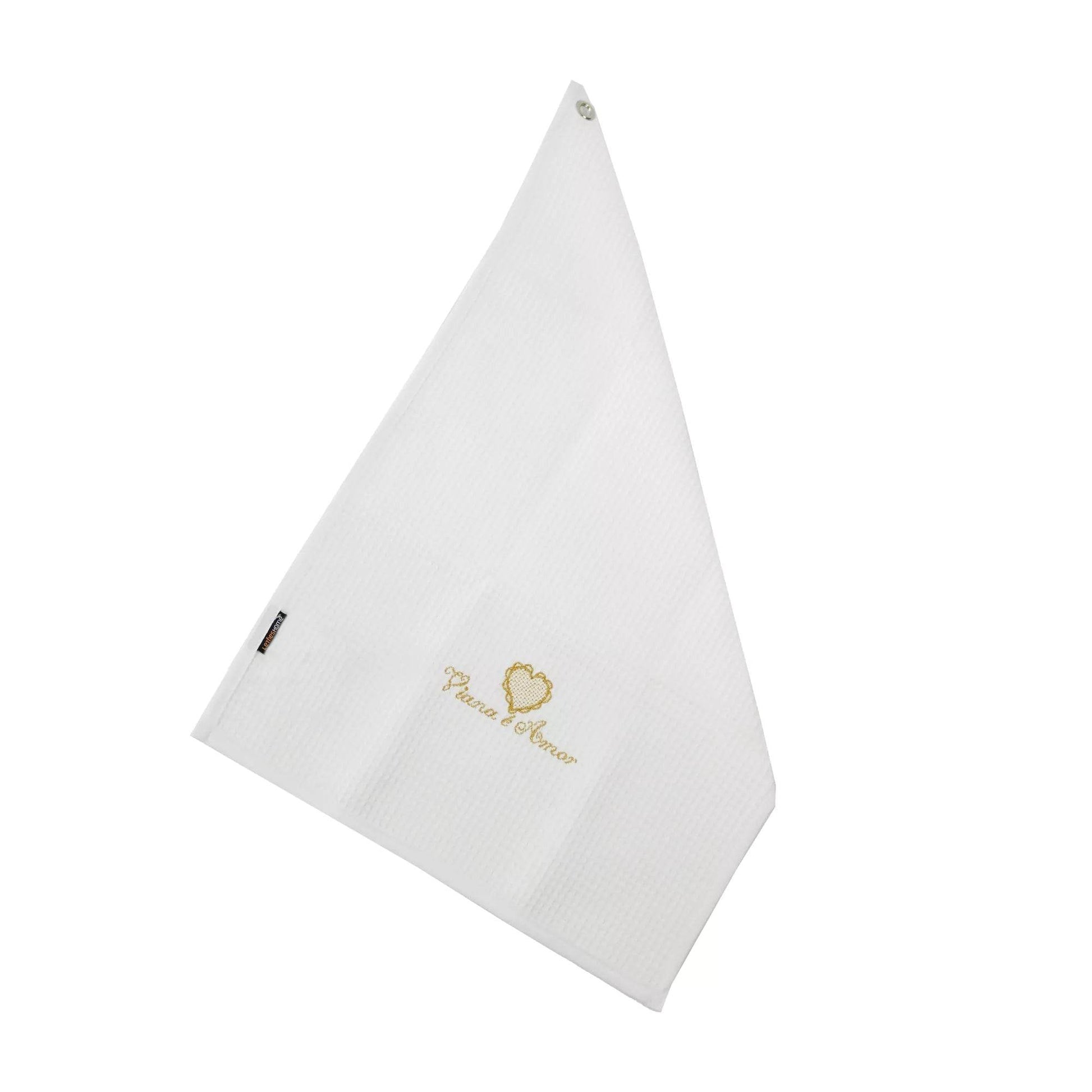 Pano de Cozinha em Favo c/ Bordado Viana é Amor - LethesHome