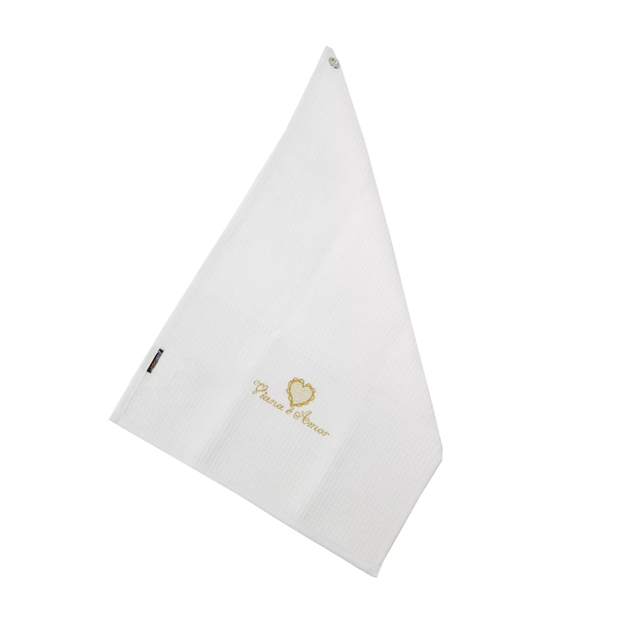 Pano de Cozinha em Favo c/ Bordado Viana é Amor - LethesHome