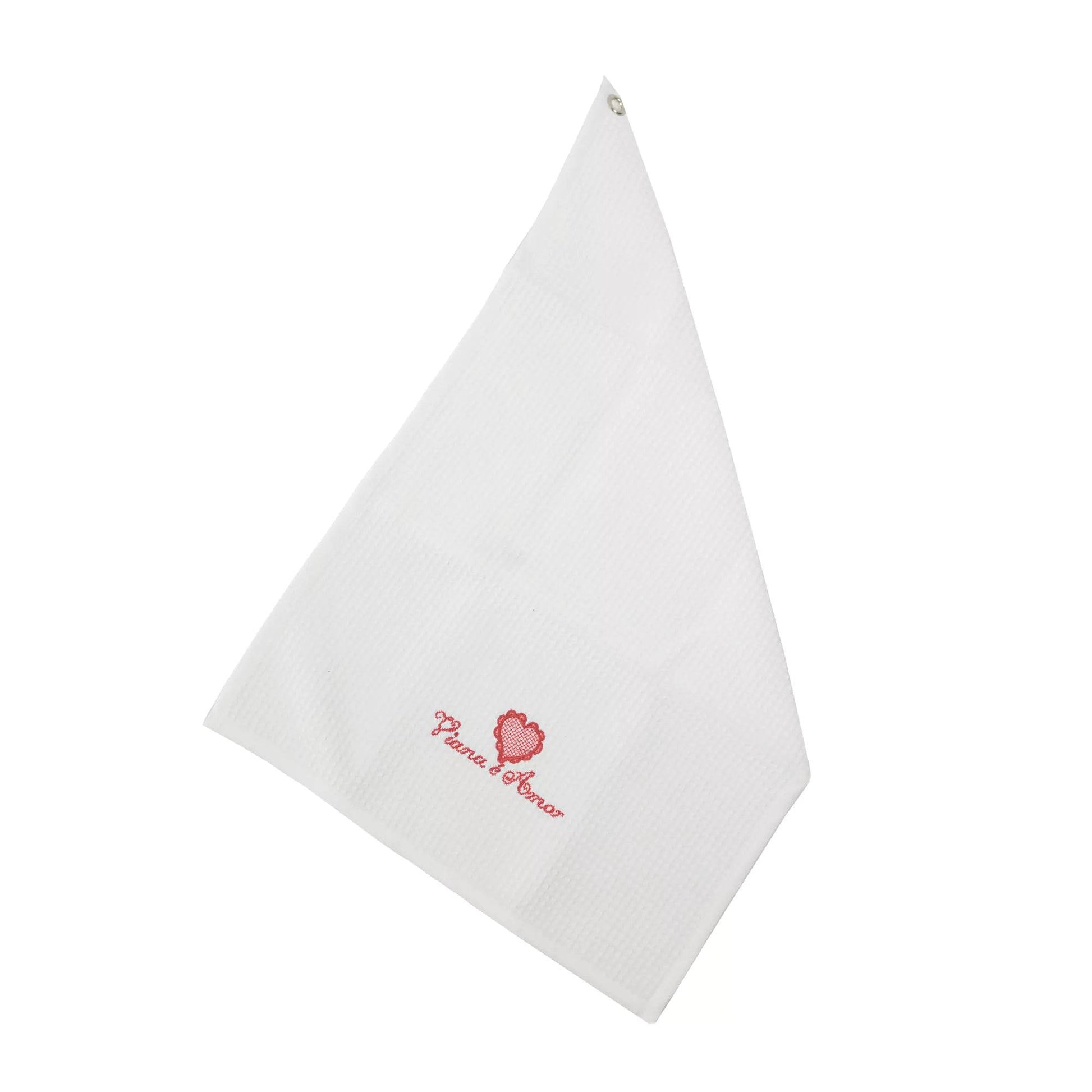 Pano de Cozinha em Favo c/ Bordado Viana é Amor - LethesHome